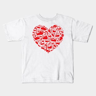 Cute red heart made from cats Kids T-Shirt